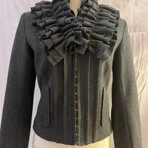 Hinge Charcoal Ruffled Blazer